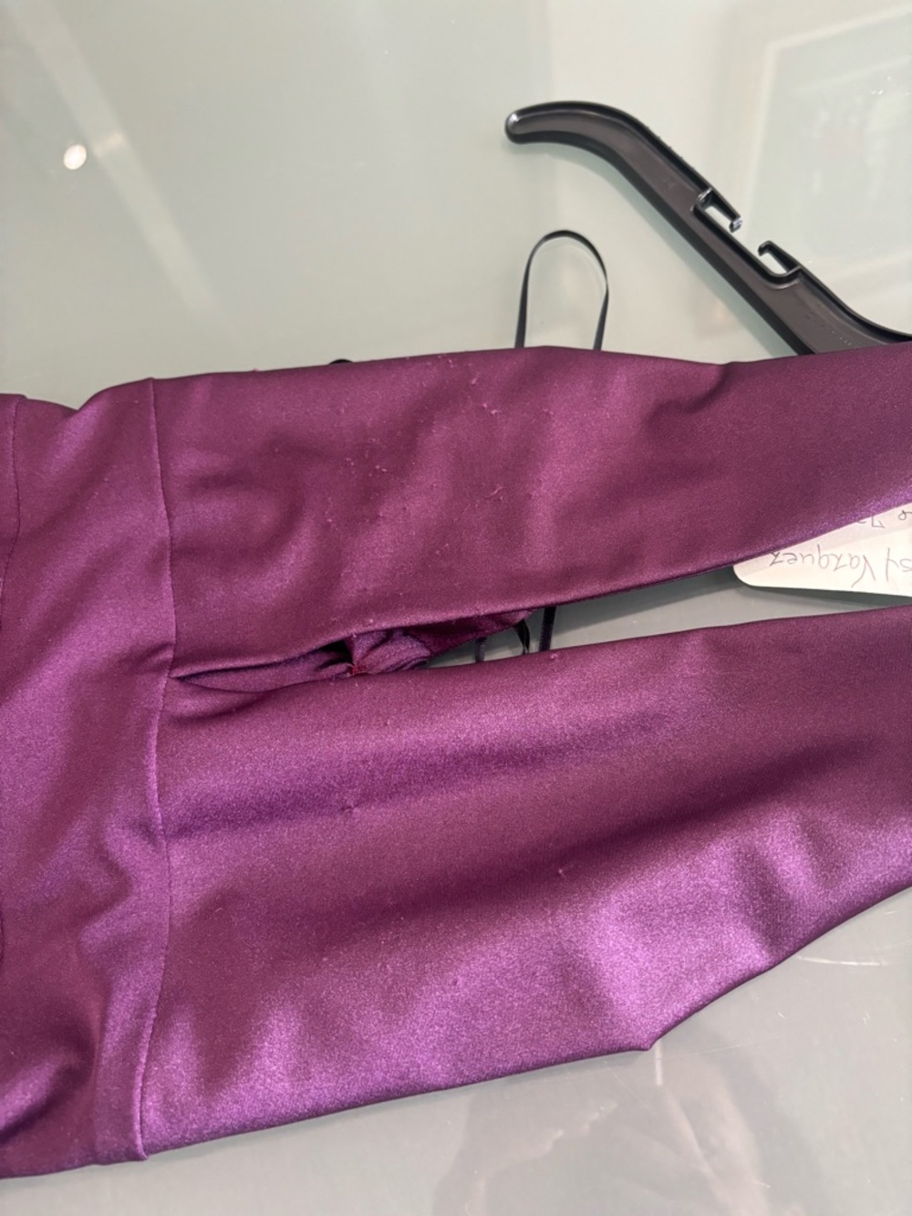 Plunging V-Neck Plum Prom Dress - Picture 4 of 5